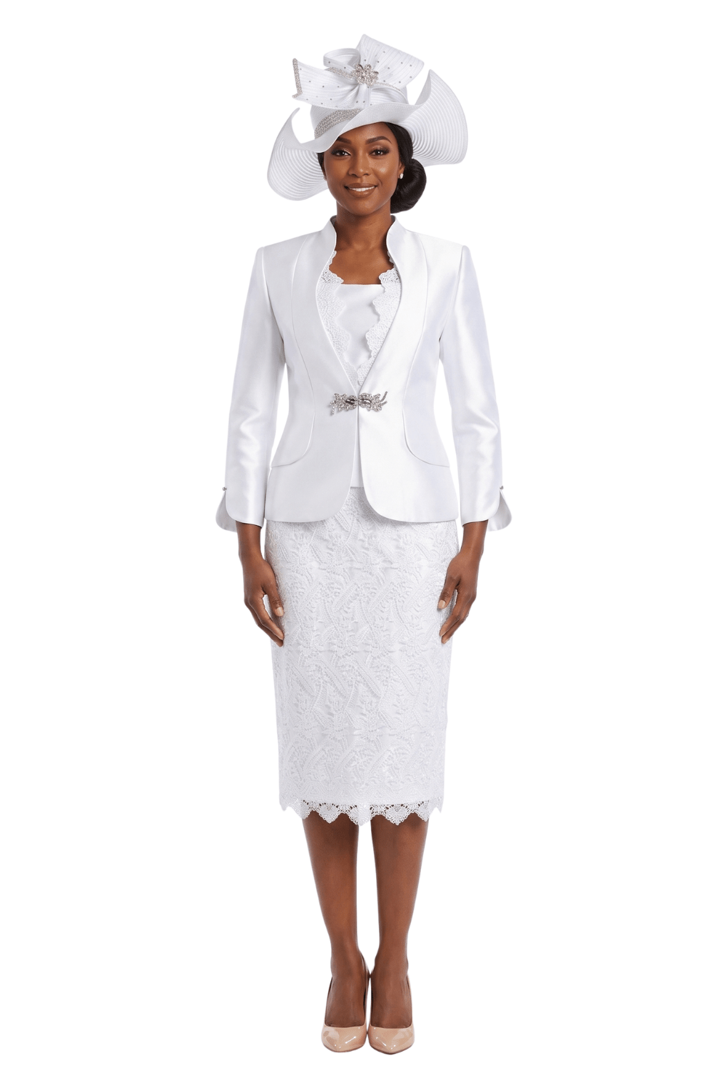 3pc Silky Twill&Lux Lace Combo Skt Suit - Especially Yours