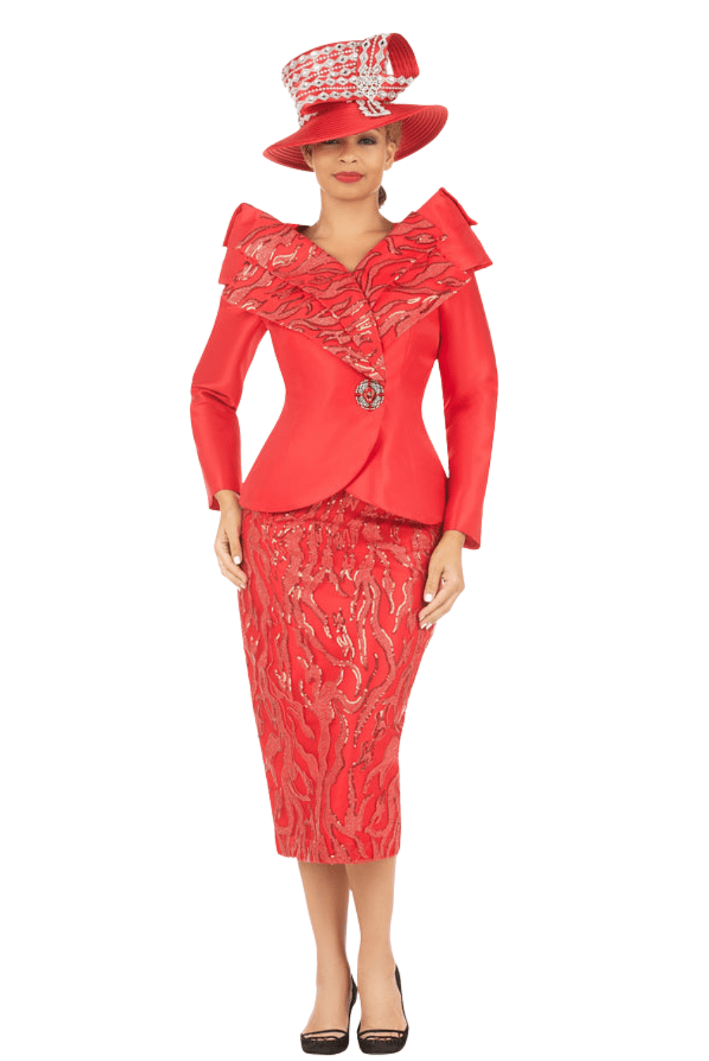 2pc Silky Twl+Seq Lace Skt Suit w/ Shoulder Dtl - Especially Yours