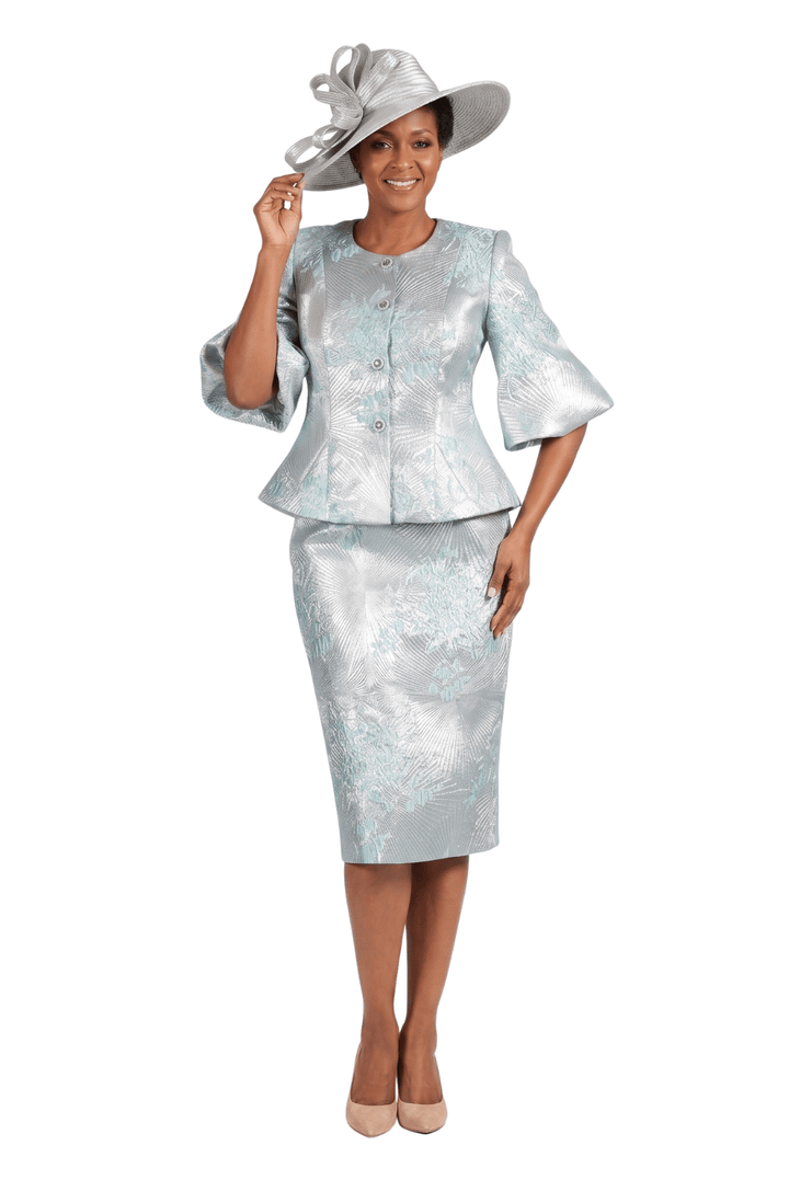 2pc Elbow Length Slv Brocade Skt Suit - Especially Yours