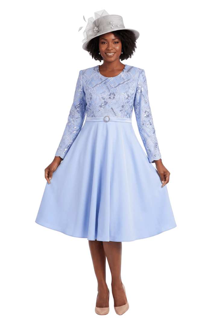 Round Neck LS A - line Dress w/ Waistband - Especially Yours