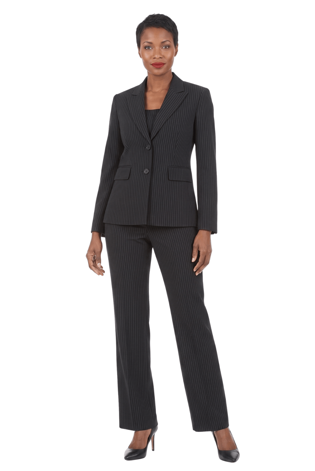 2pc Notch Collar Jkt+Pants Suit - Plus - Especially Yours