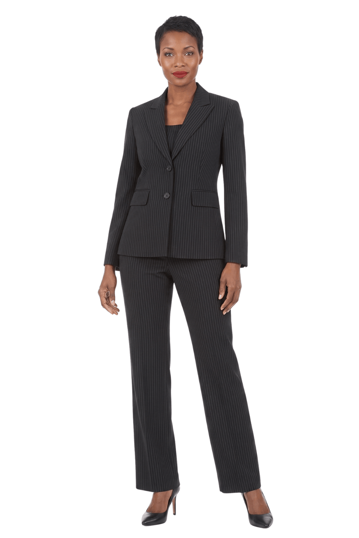 2pc Notch Collar Jkt+Pants Suit - Plus - Especially Yours