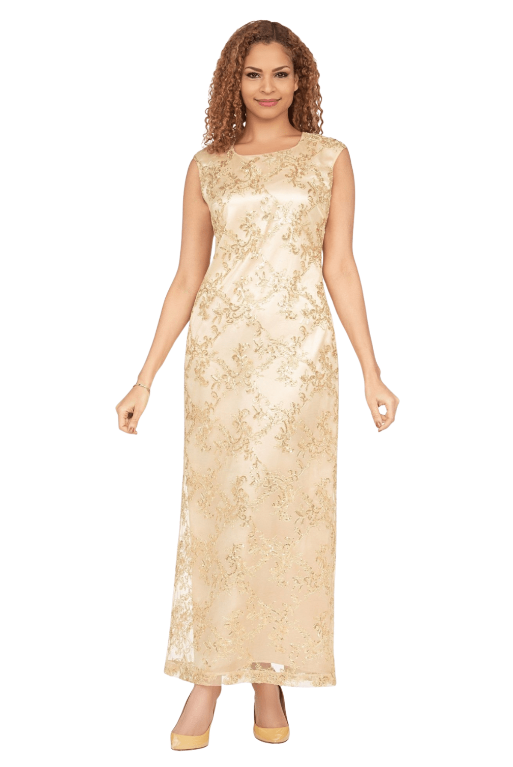 2pc Lux Sequined Lace Drs + Hi - low Cape - Plus - Especially Yours