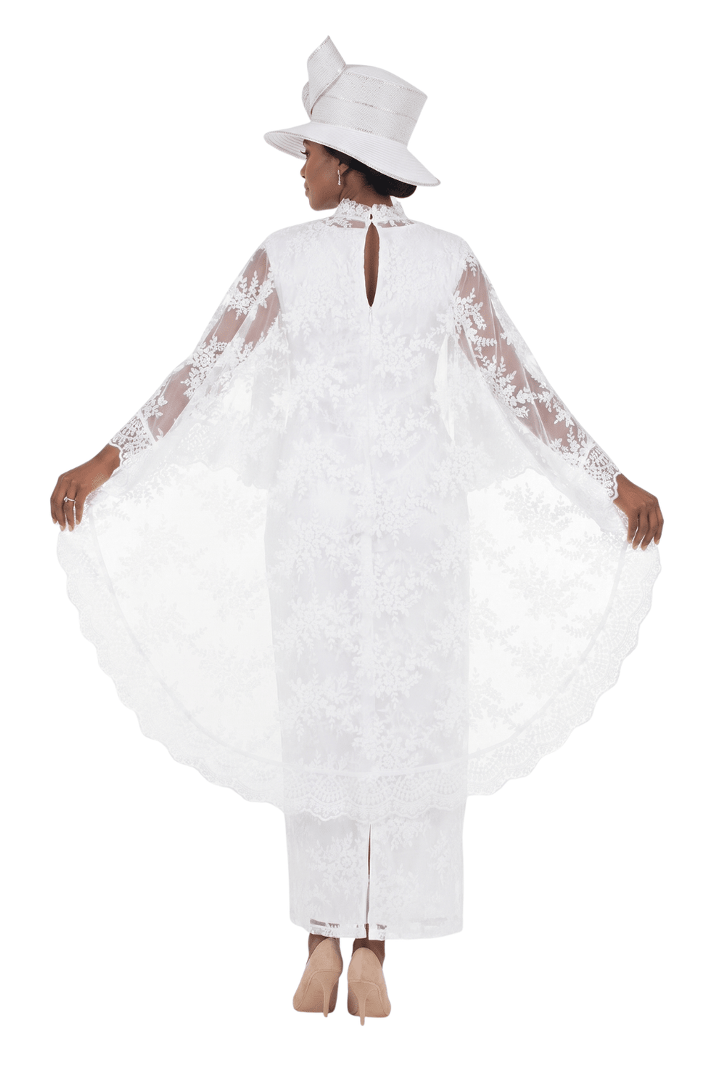 2pc Lux Lace Drs + Stand Collar Cape - Plus - Especially Yours