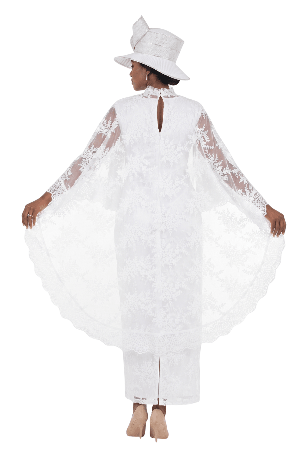 2pc Lux Lace Drs + Stand Collar Cape - Plus - Especially Yours