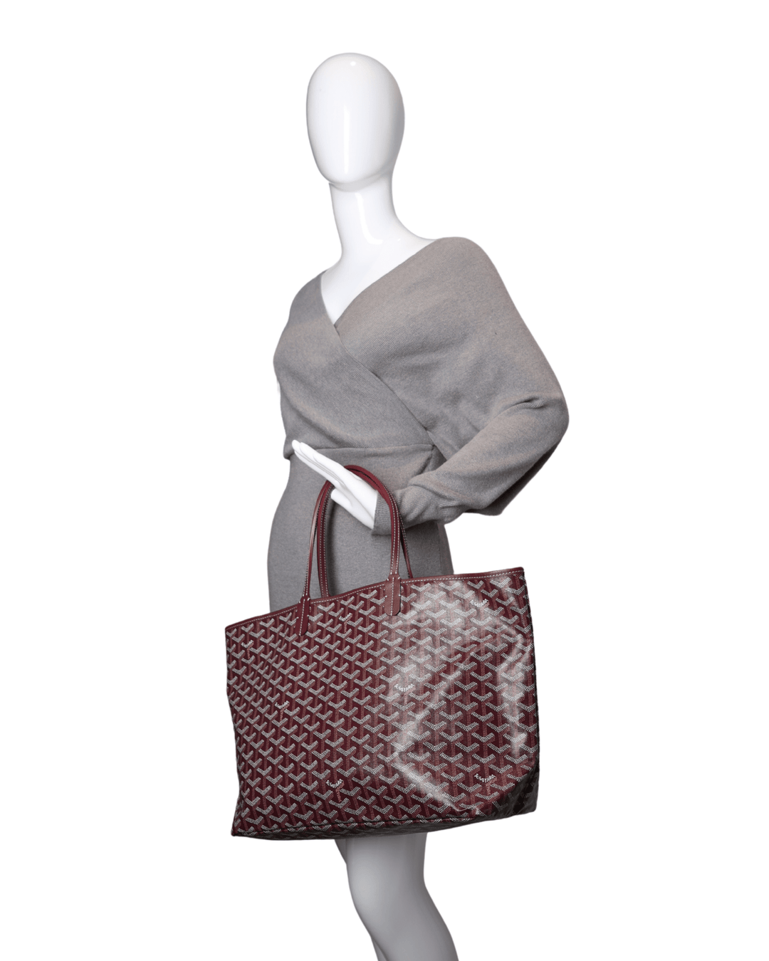 Goyard - Saint Louis GM Tote in Burgundy Chevron Canvas (Pre - Owned) - Especially Yours