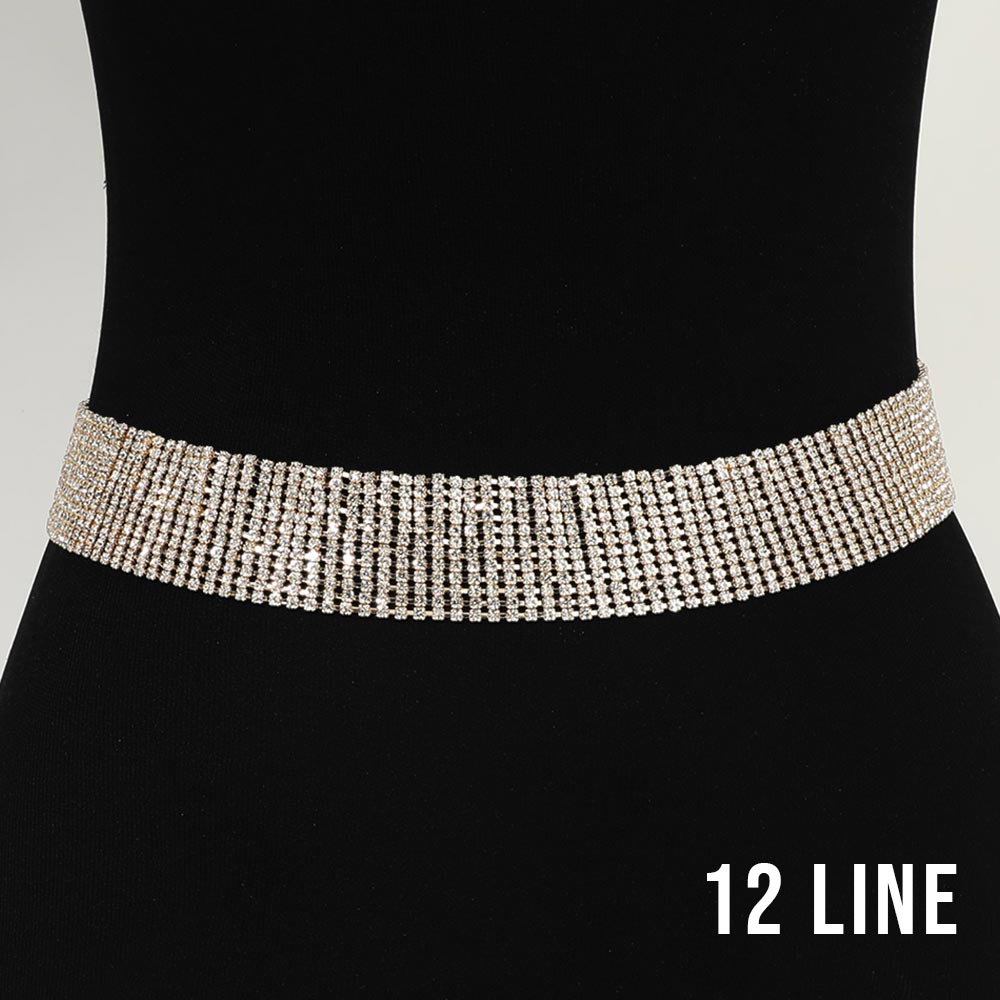 12-Row Rhinestone Waist Chain Belt