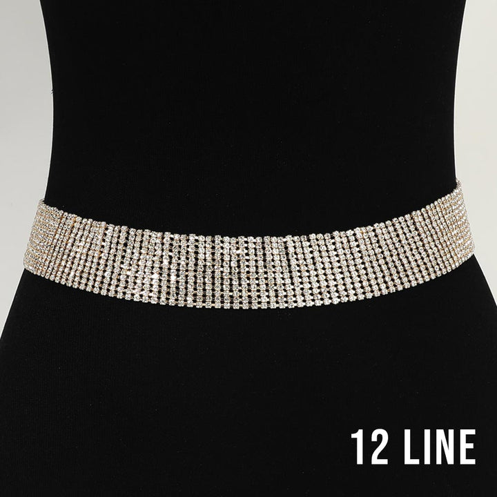 12-Row Rhinestone Waist Chain Belt