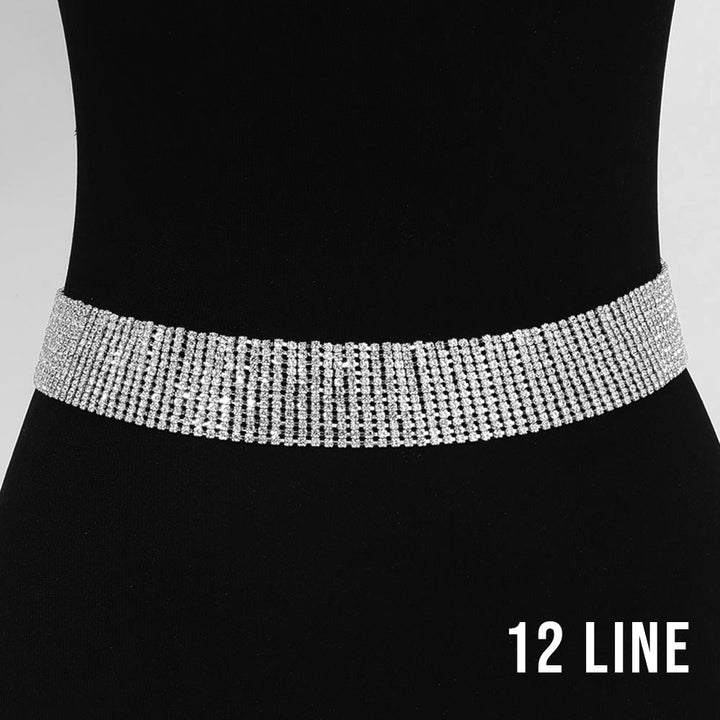 12-Row Rhinestone Waist Chain Belt