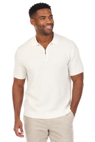 Men's Stylish Premium Knit Textured Polo Shirt with Stripe Accents - Especially Yours