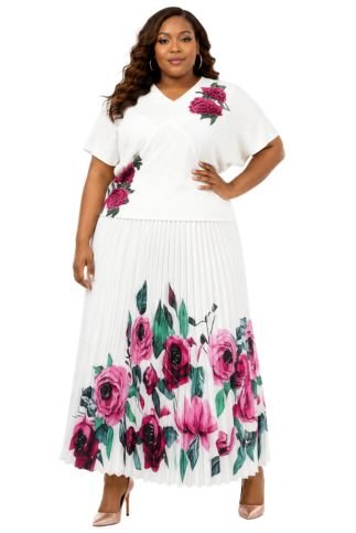 Botanical Elegance Pleated Skirt Set - 83025 - Especially Yours