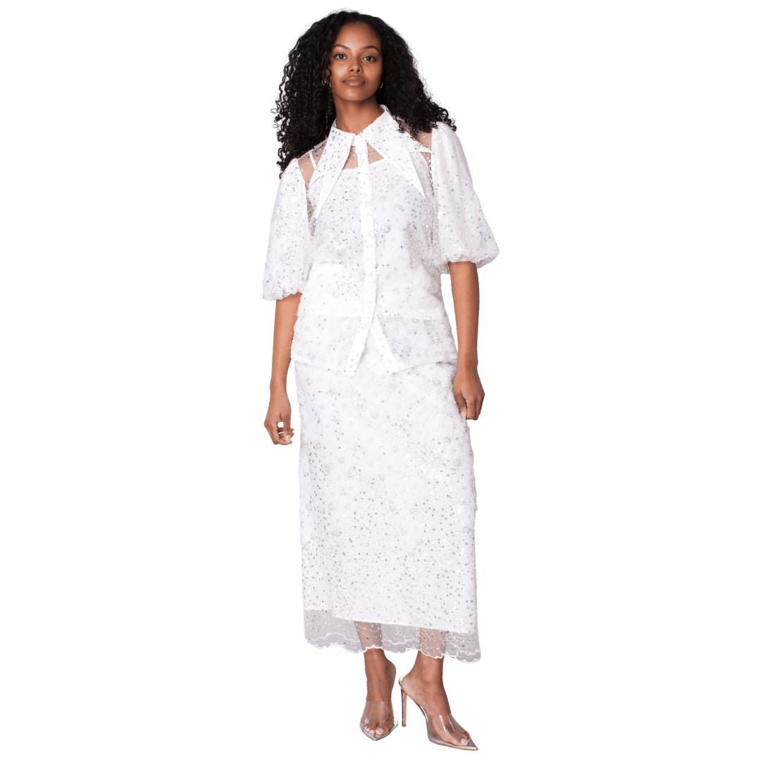 Embroidered Sequin Organza Skirt Set - 82904 - Especially Yours