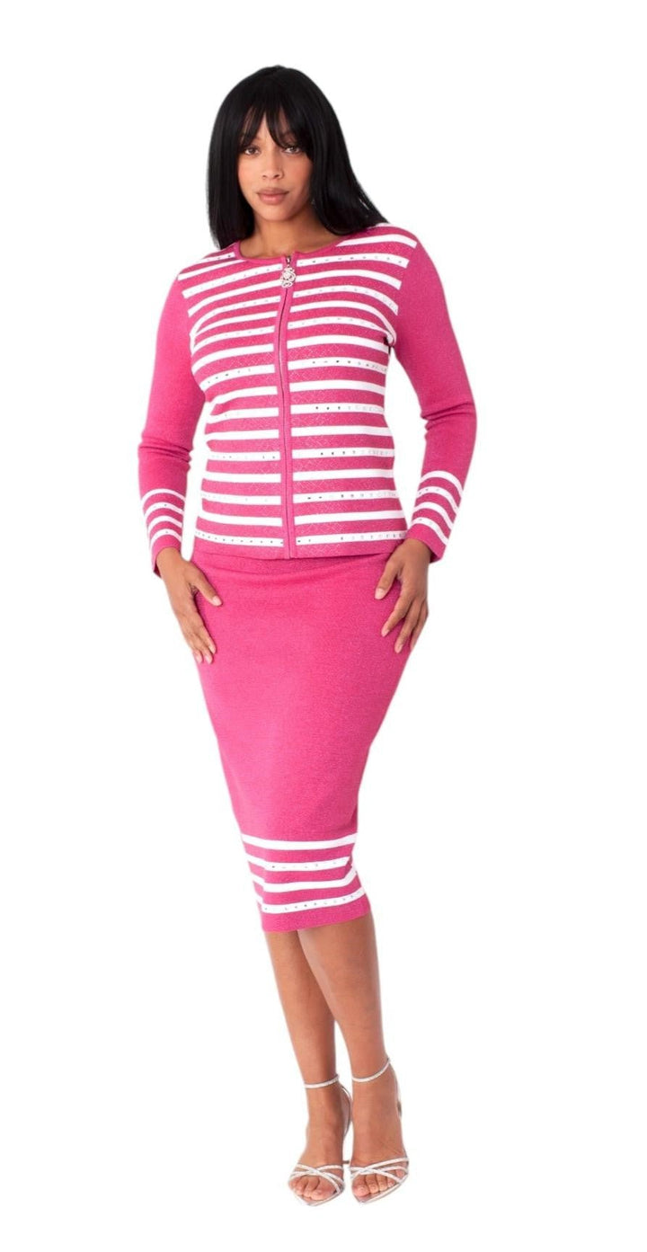 Pink & White Striped Knit Suit - 5347 - Especially Yours
