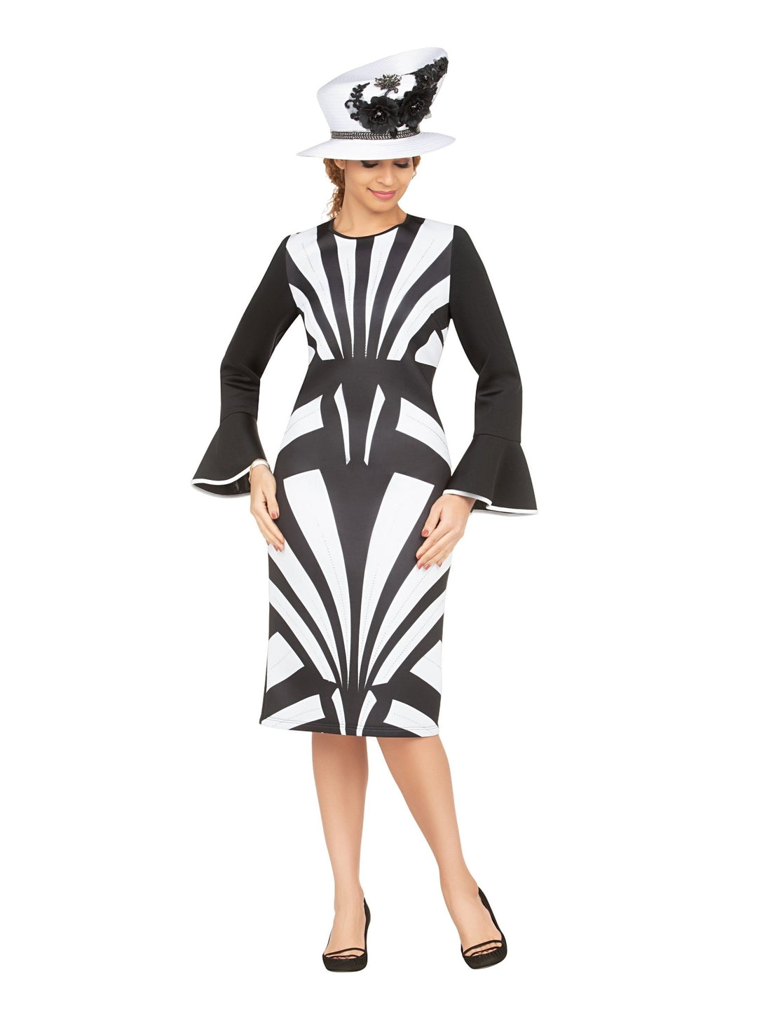 Bell Slv Blk/Wht Color Contrast Scuba Drs - Especially Yours