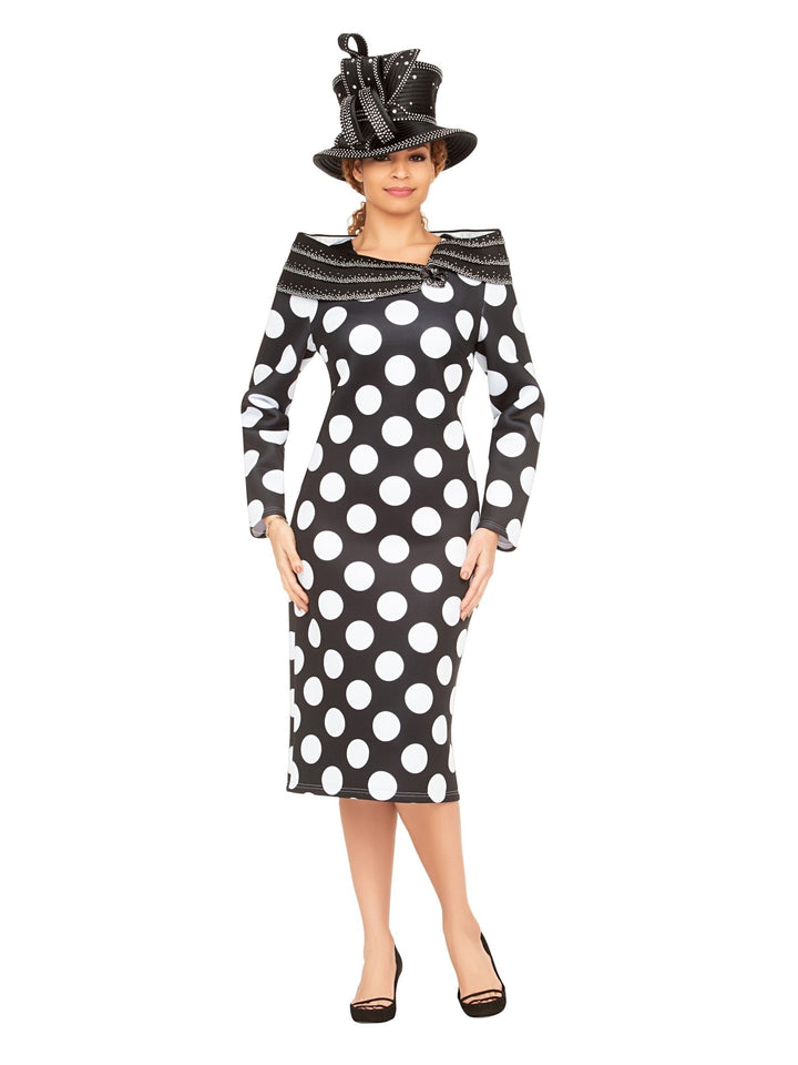 Scuba Blk/Wht Polka Dot Shift Dress - Especially Yours
