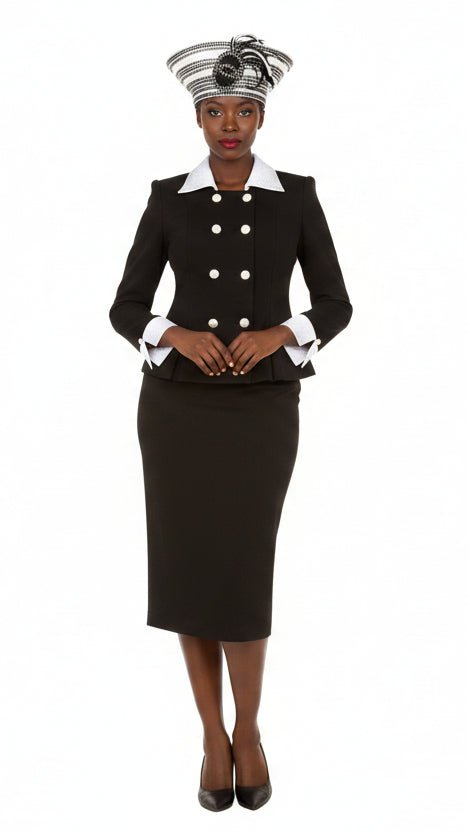 Signature Contrast Crystal Trim Skirt Suit-Plus - Especially Yours