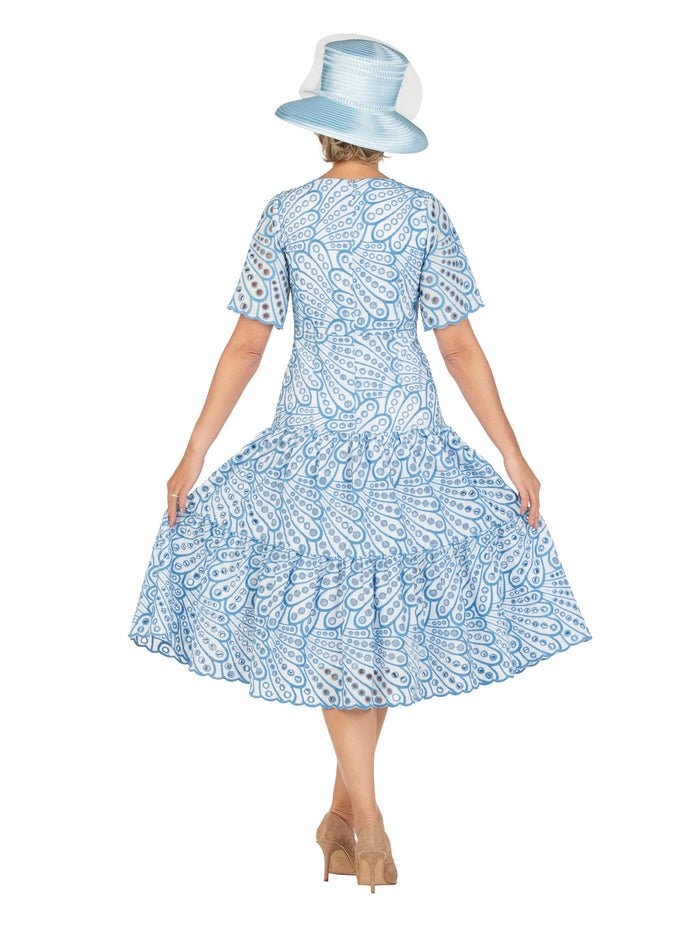 V-neck Cotton Blend A-line Tiered Eyelet Dress - Especially Yours