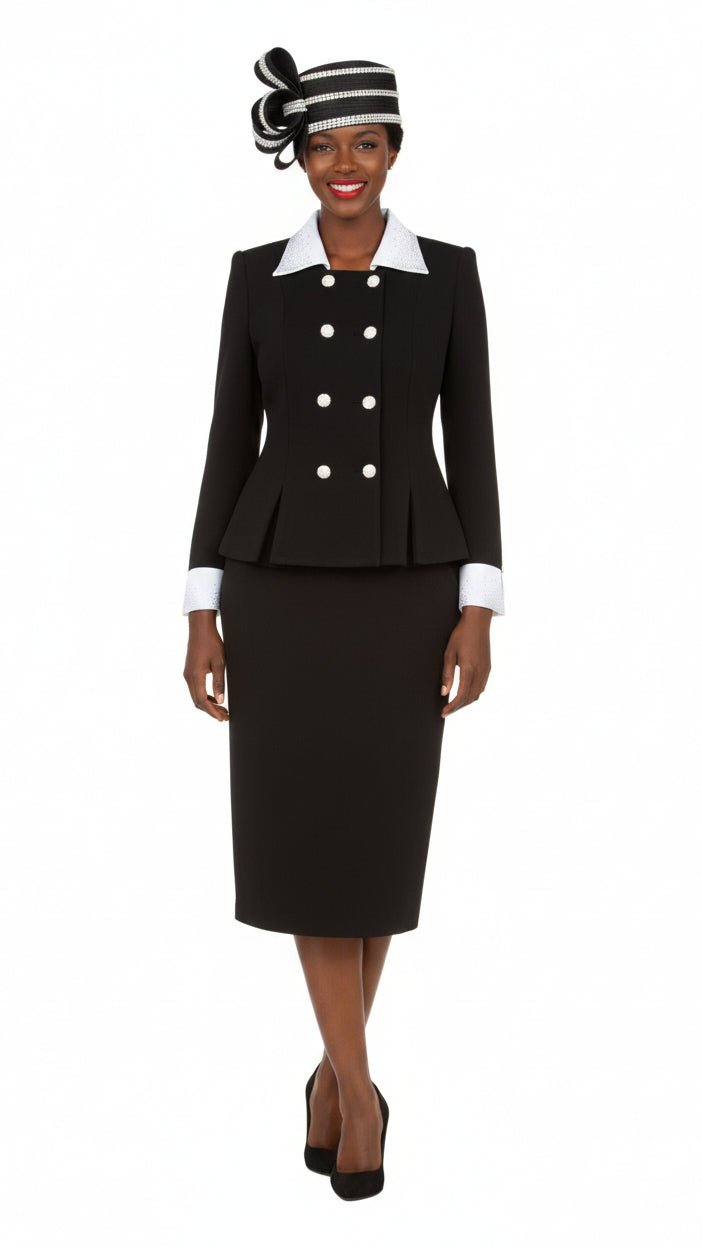 Signature Contrast Crystal Trim Skirt Suit-Plus - Especially Yours
