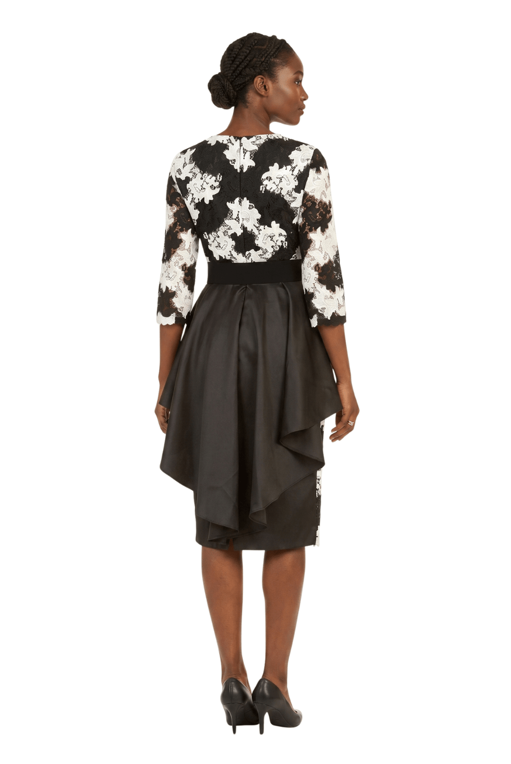 Two - Tone Lace Midi Dress w/ Ruffle Peplum&Belt - Especially Yours