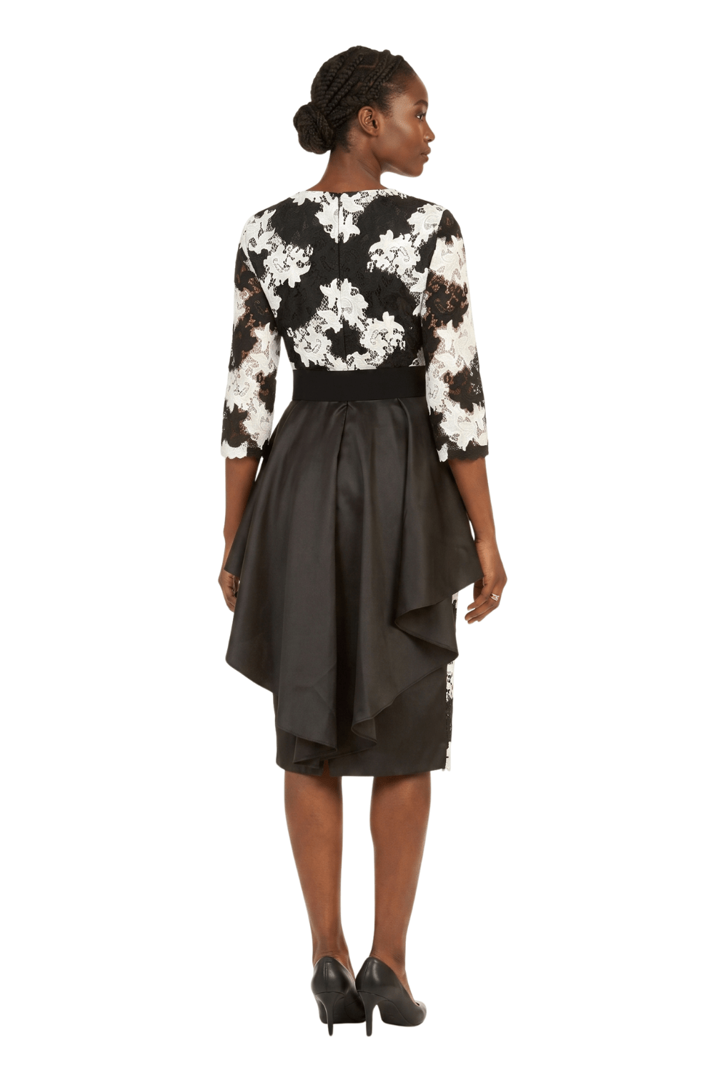 Two - Tone Lace Midi Dress w/ Ruffle Peplum&Belt - Especially Yours