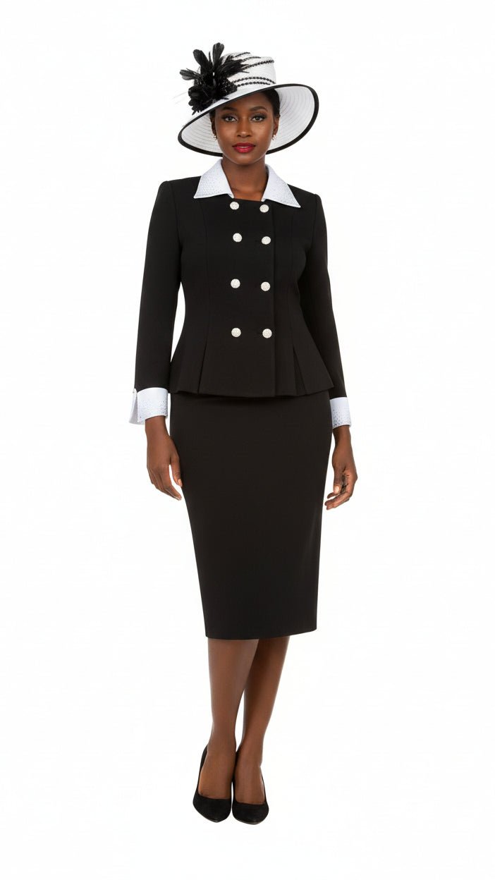 Signature Contrast Crystal Trim Skirt Suit-Plus - Especially Yours