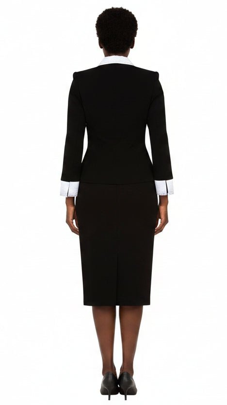 Signature Contrast Crystal Trim Skirt Suit-Plus - Especially Yours