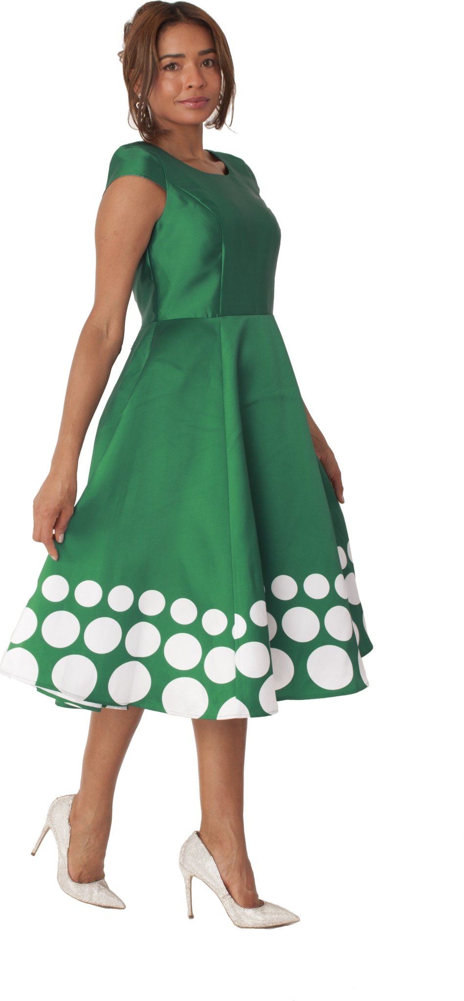 Plus Size Polka Dot Flare Dress Set with Jacket - 4817W - Especially Yours