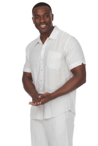 Men's Beachwear Henley Lace Up Shirt Short Sleeve
