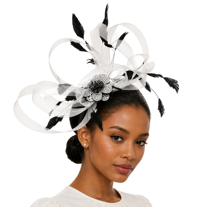 Maribel Crystal Flower Crinoline Loop Fascinator - Whittall & Shon