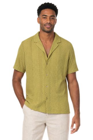 Men's Textured Button Down Knit Shirt