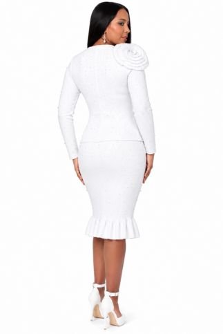 Elegant Floral Appliqué Skirt Suit Set - 5393 - Especially Yours