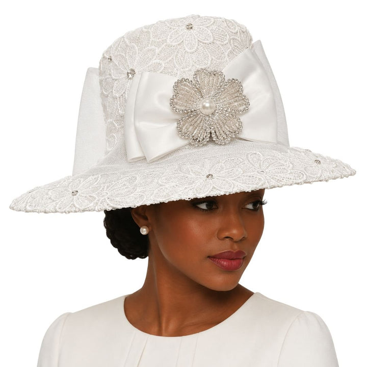 Mika Beaded Lace Wide Brim Church Hat - Whittall & Shon - Especially Yours