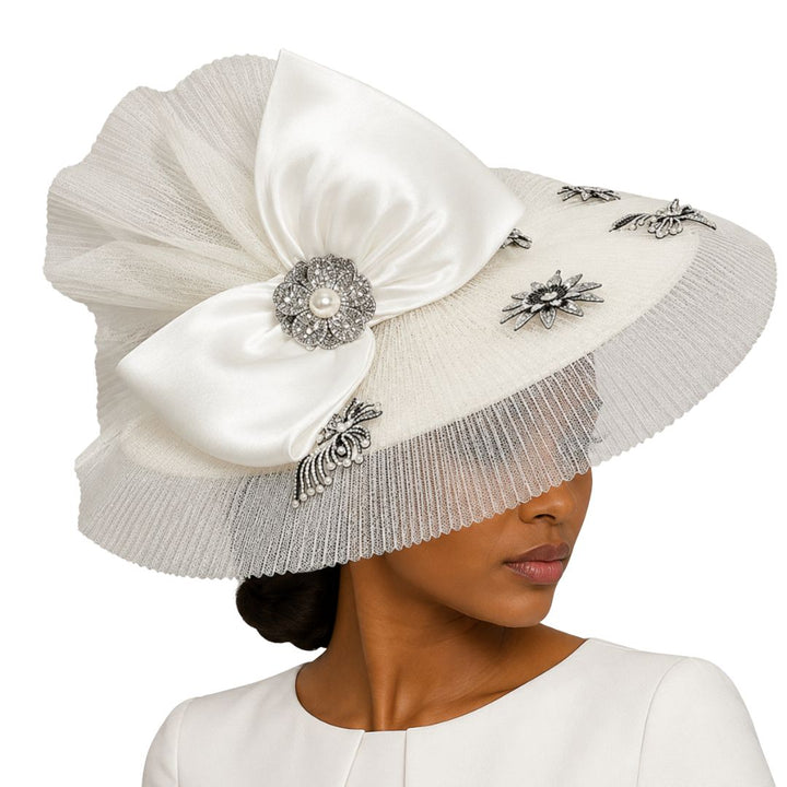 Duomo Pleated Illusion Wide Brim Church Hat - Whittall & Shon - Especially Yours