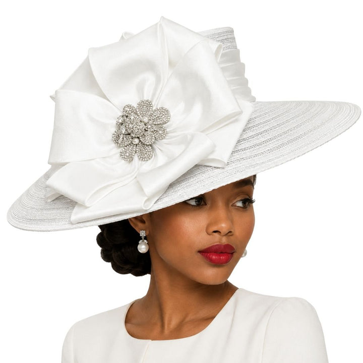 Carmen Wide Brim Satin Bow Church Hat - Whittall & Shon - Especially Yours