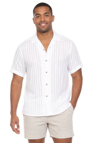 Men's Resort Style Casual Striped Lightweight Rayon Blend Shirt