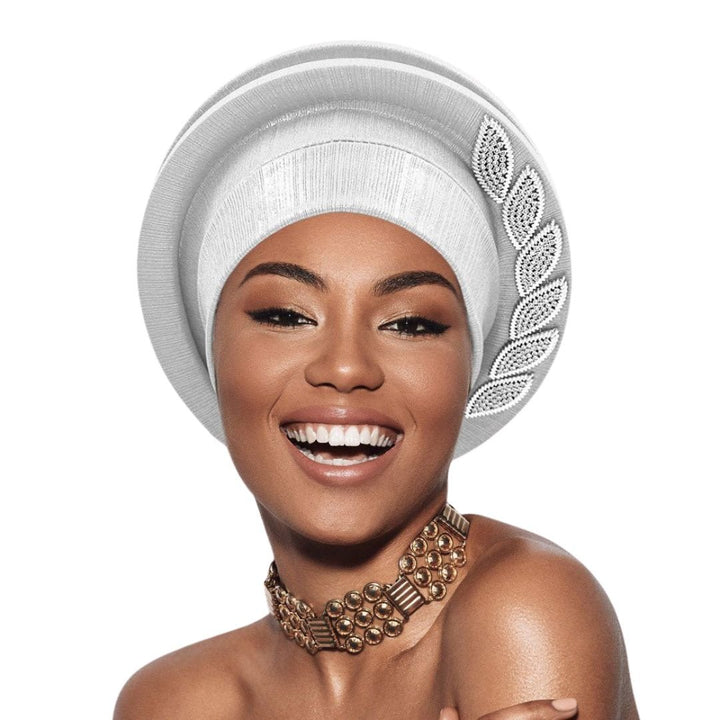 Stone Paved Marquise Leaf Accent Layered Turban Hair Wrap - Especially Yours
