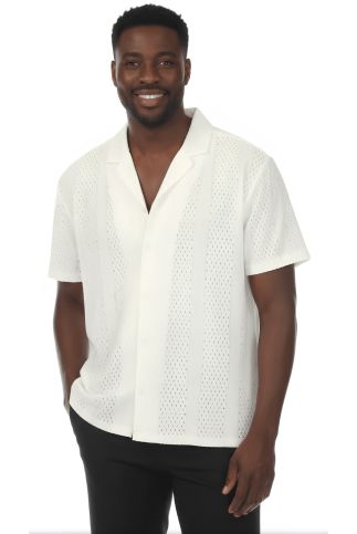 Men's Textured Button Down Knit Shirt