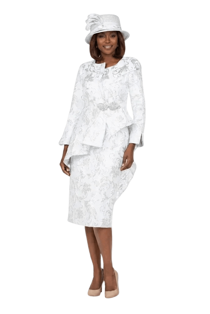 Metallic Brocade 2pc Skirt Suit w/ Asym Jkt - Plus - Especially Yours