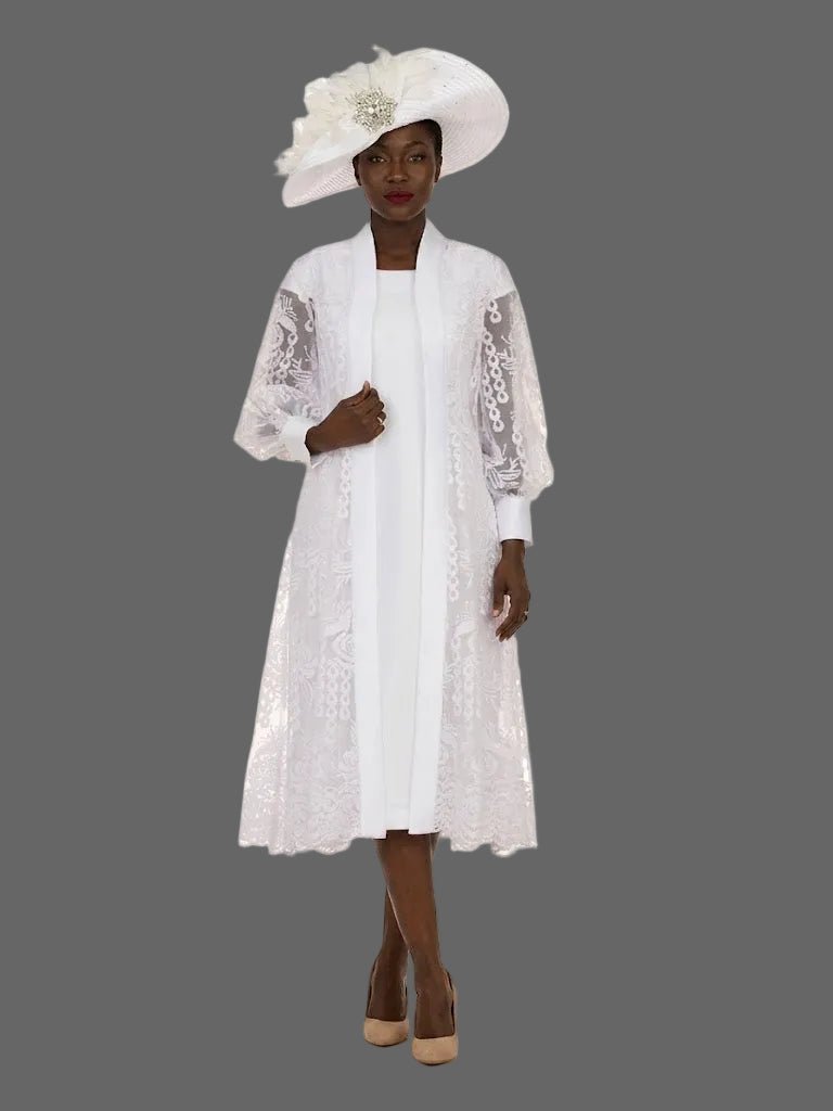 2pc Midi Dress w/ Sheer Lace Overlay Jacket - Especially Yours