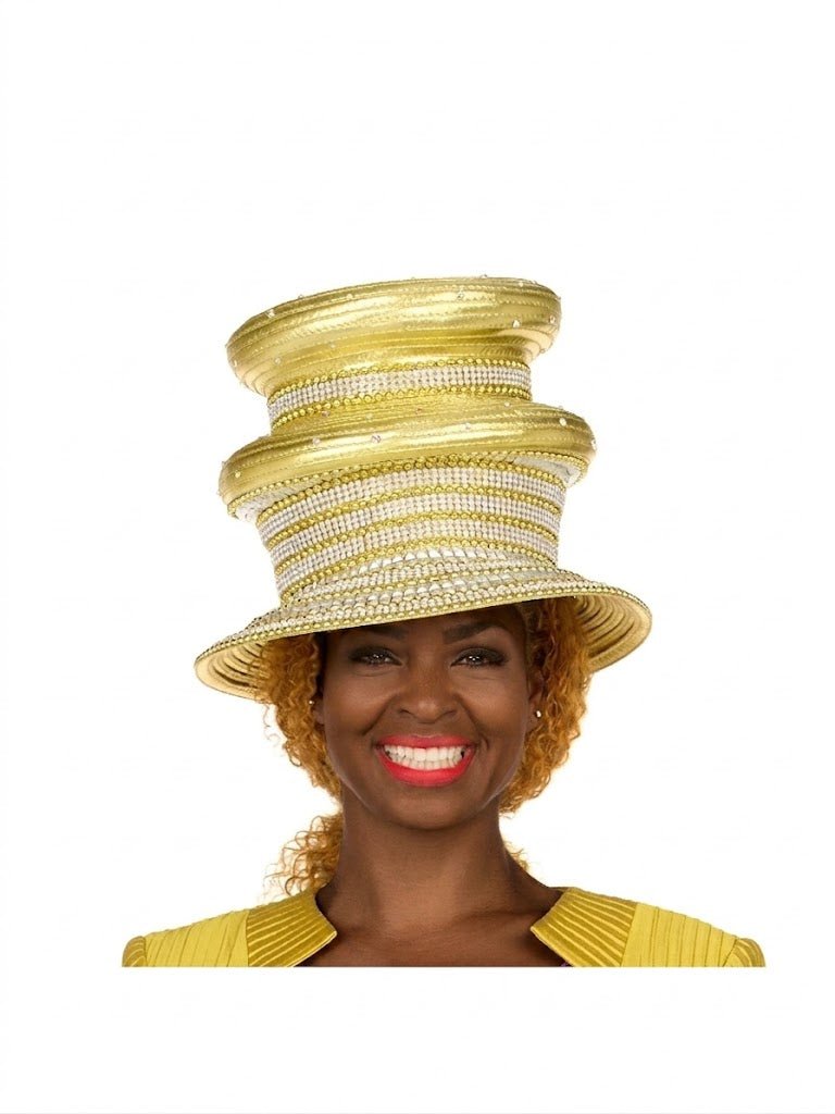 Dazzling Triple - Tier Rhinestone Church Hat - Especially Yours
