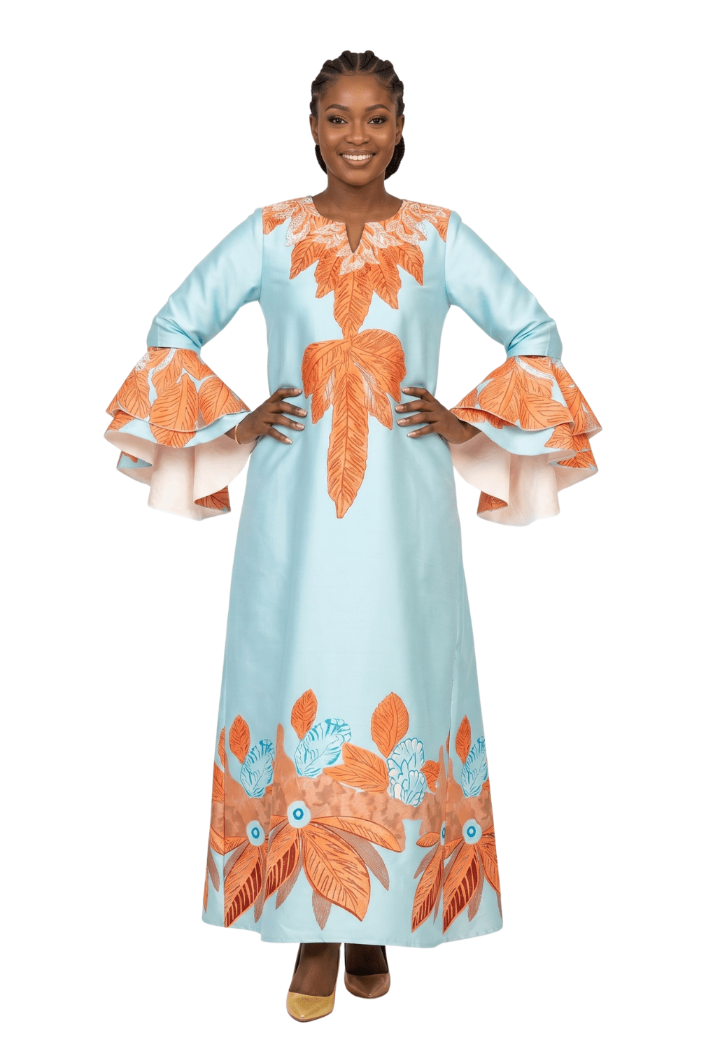 Tropical Leaf Print Maxi Caftan Dress - Especially Yours