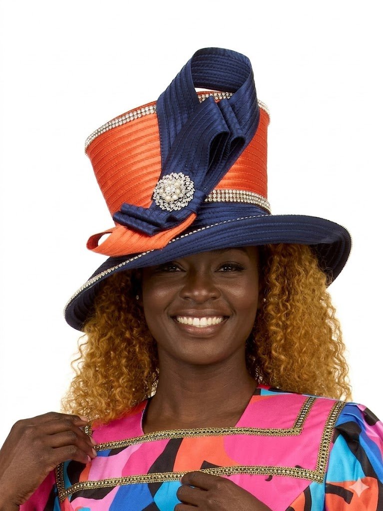 Medium Brim 2 - tone High Crown Emblsh Hat - Especially Yours