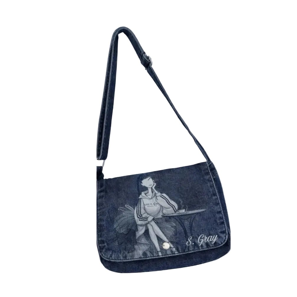 Café Sketch Denim Messenger - Dark Denim - Especially Yours