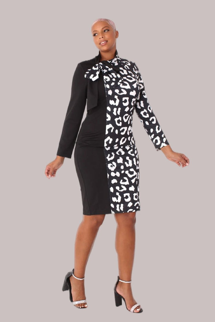 Bold Leopard Print Midi Dress with Bow Collar - 81938 - Especially Yours
