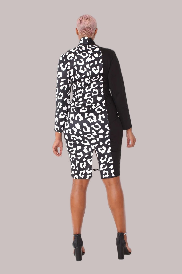 Bold Leopard Print Midi Dress with Bow Collar - 81938 - Especially Yours