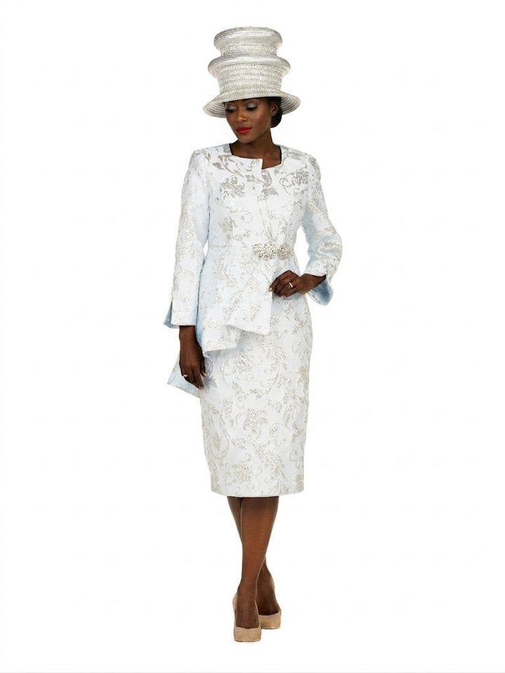 Metallic Brocade 2pc Skt Suit w/ Asymmetrical Jkt - Especially Yours