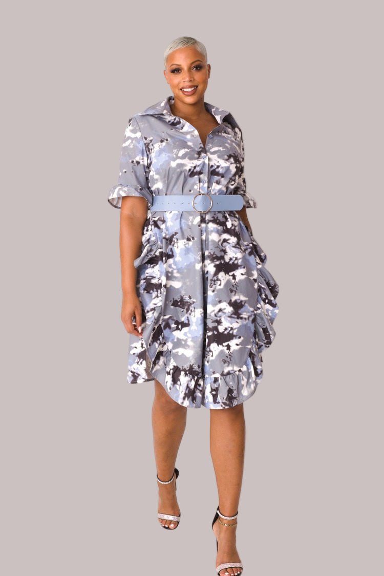 Camo Print Ruffle Midi Dress - 81926 - Especially Yours