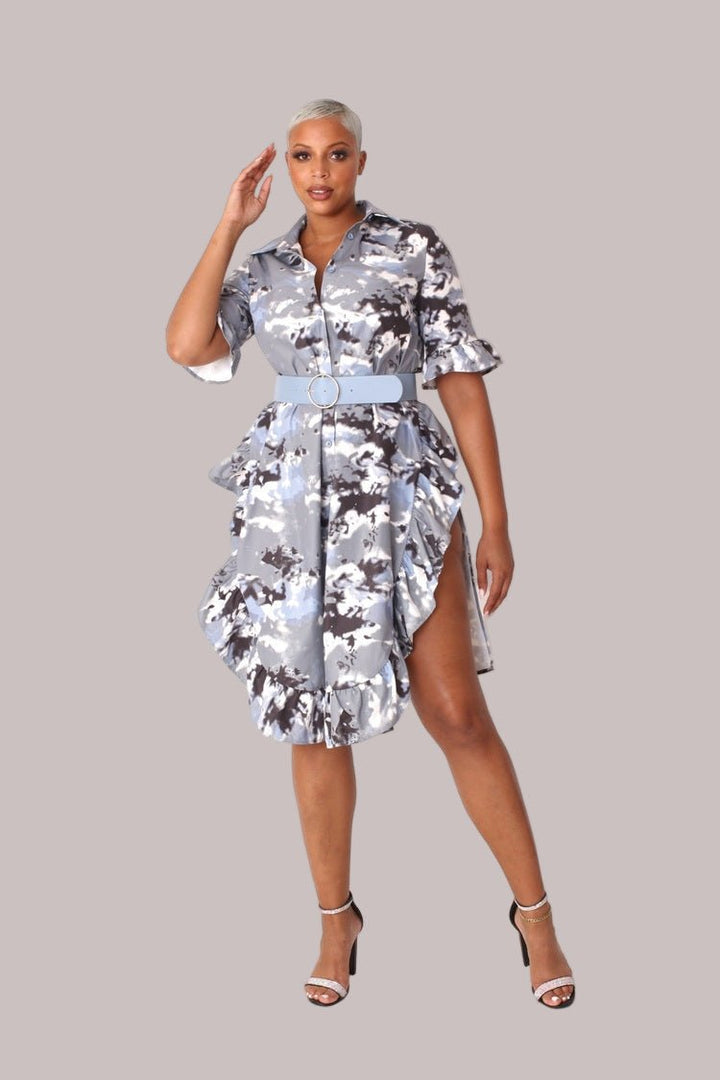 Camo Print Ruffle Midi Dress - 81926 - Especially Yours