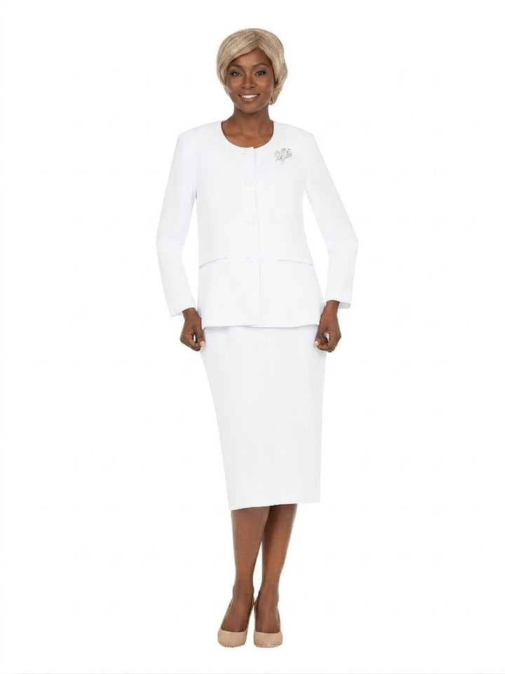 Classic Tailored 2 - Piece Skirt Suit with Brooch - Especially Yours