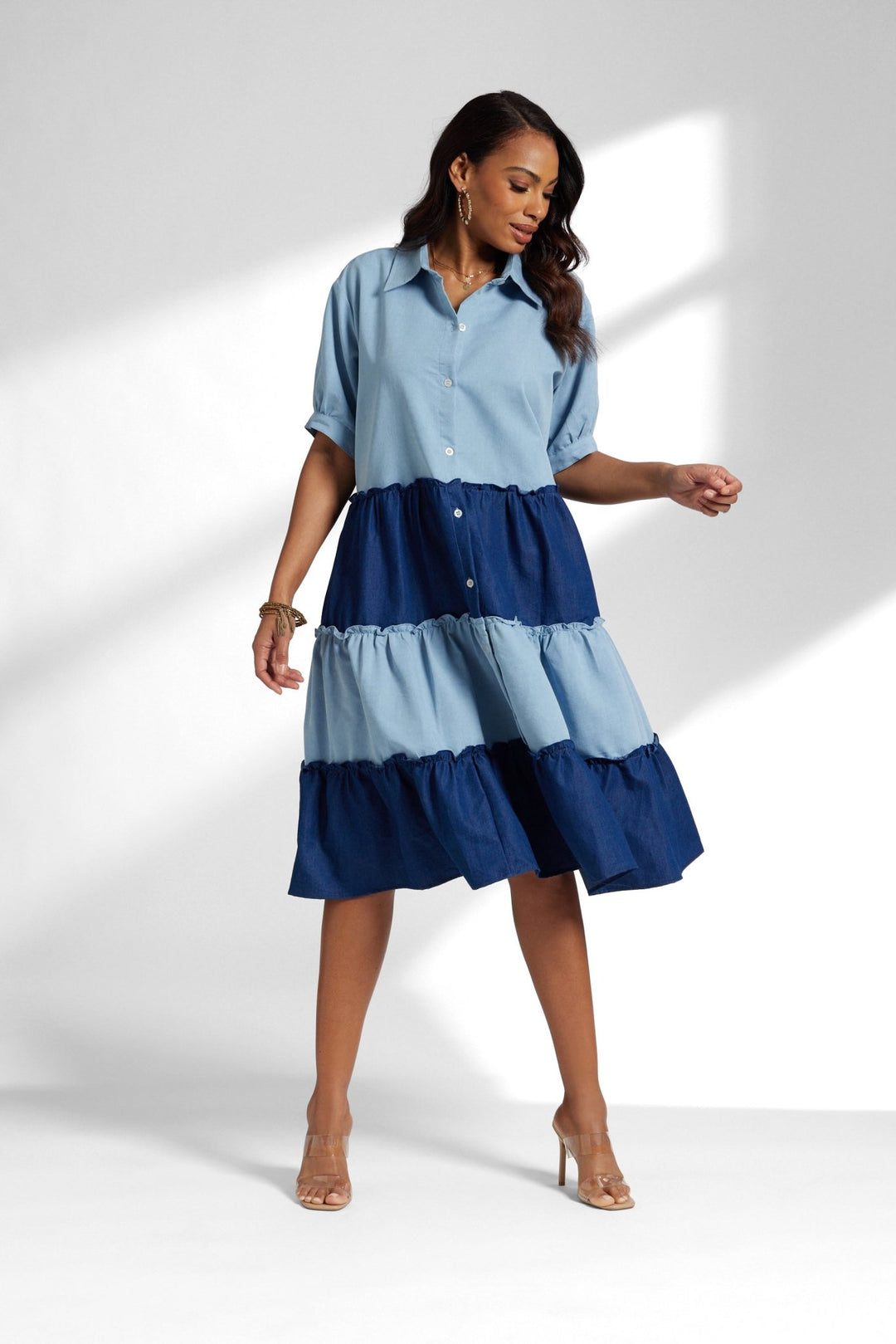 chambray midi dress relaxed fit